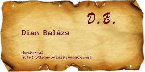 Dian Balázs névjegykártya